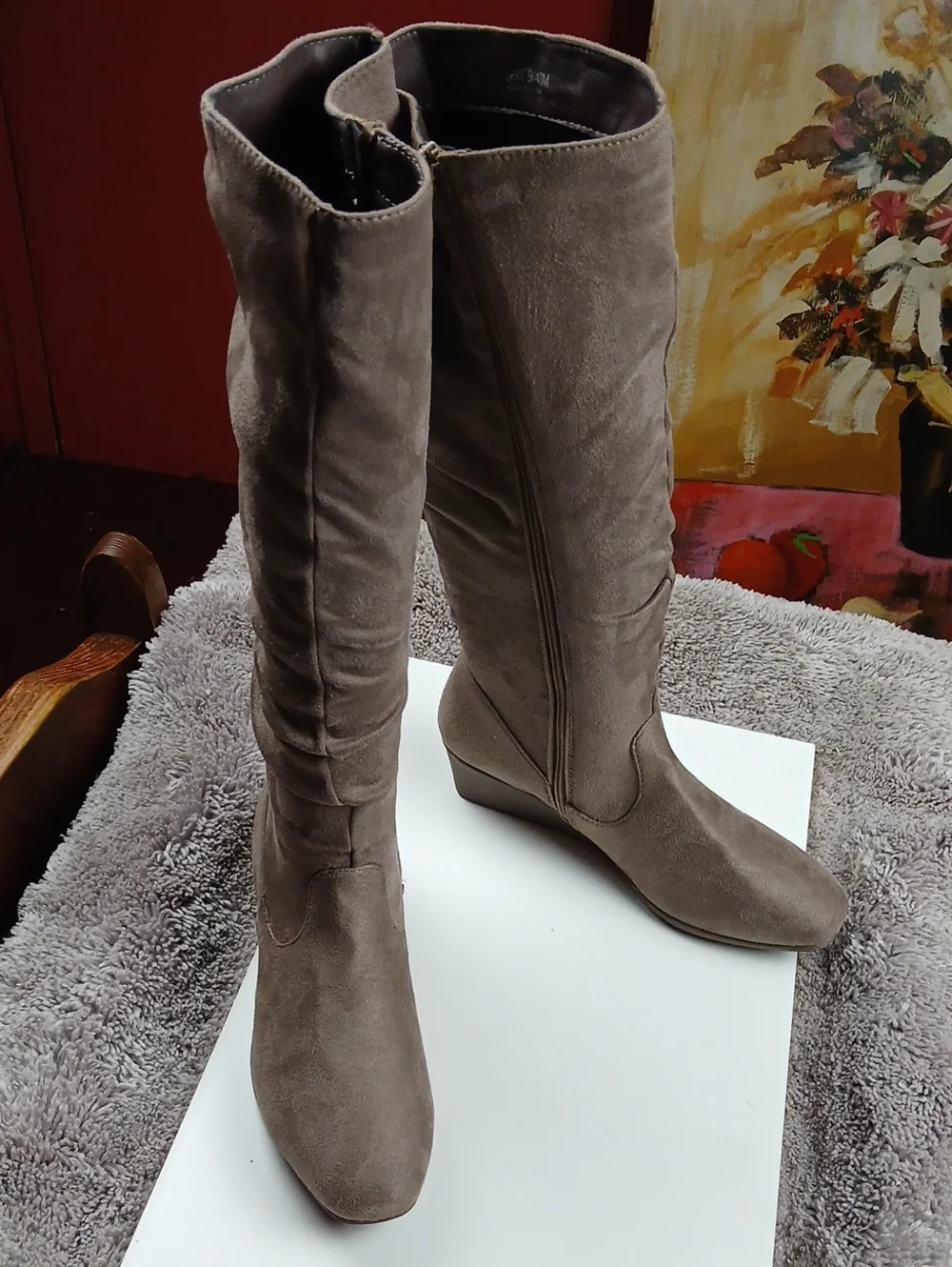 CL by Laundry Taupe Over-the-Knee Wedge Boots